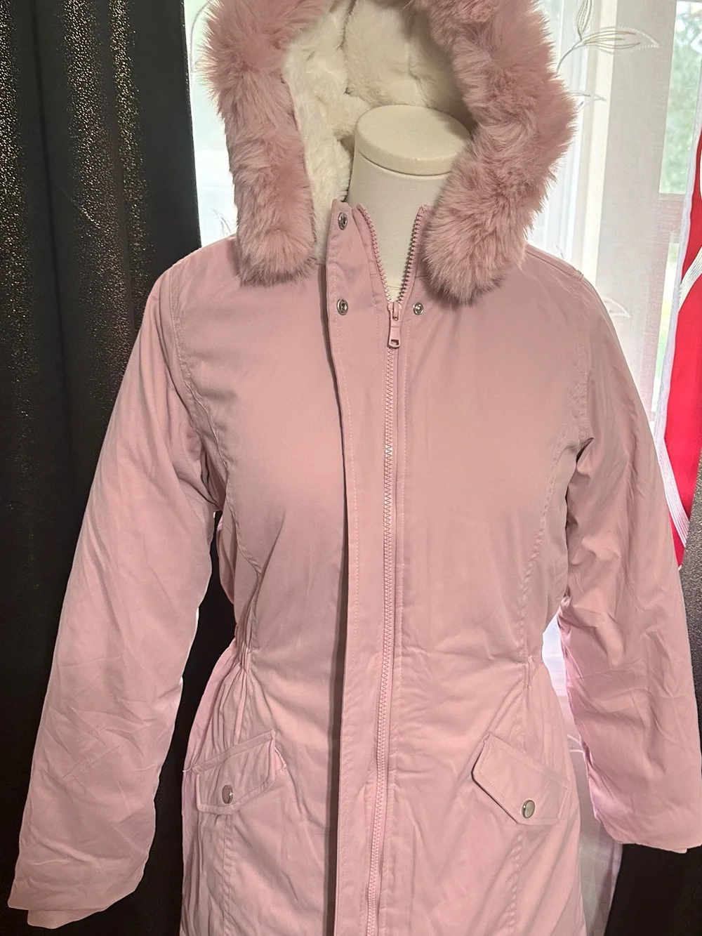 Kids  Pink Faux-Fur Hooded Winter Coat new